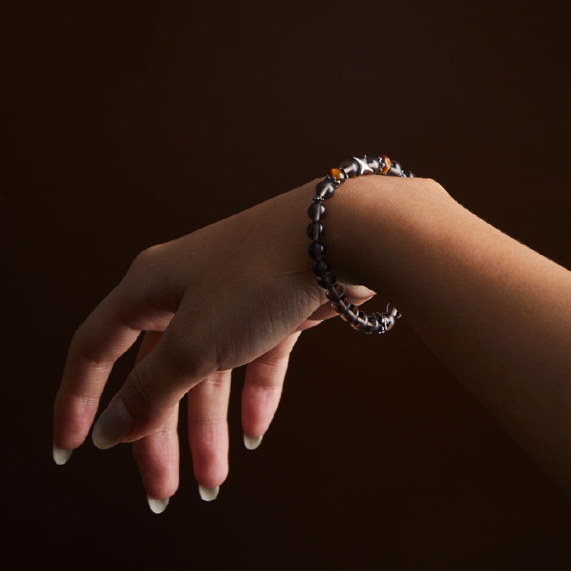 OG Crystal Solar Guardian Bracelet – Certified Ice Obsidian with Golden Tiger’s Eye Accents for Confidence, Focus & Energy Balance | Perfect Gift