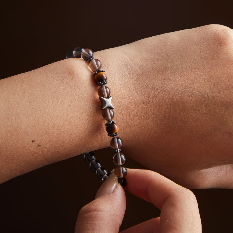OG Crystal Solar Guardian Bracelet – Certified Ice Obsidian with Golden Tiger’s Eye Accents for Confidence, Focus & Energy Balance | Perfect Gift