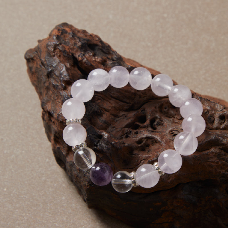 OG Crystal Love & Calm Bracelet – Certified Crystal with Rose Quartz & Amethyst Accents for Self-Love, Emotional Healing & Positive Energy | Perfect Gift for Her