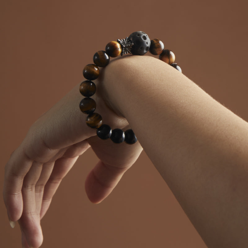 OG Crystal Emotional Armor Bracelet | Golden Tiger’s Eye & Silver Obsidian – Boost Clarity, Courage & Energy Protection | Best Gift for Him or Her
