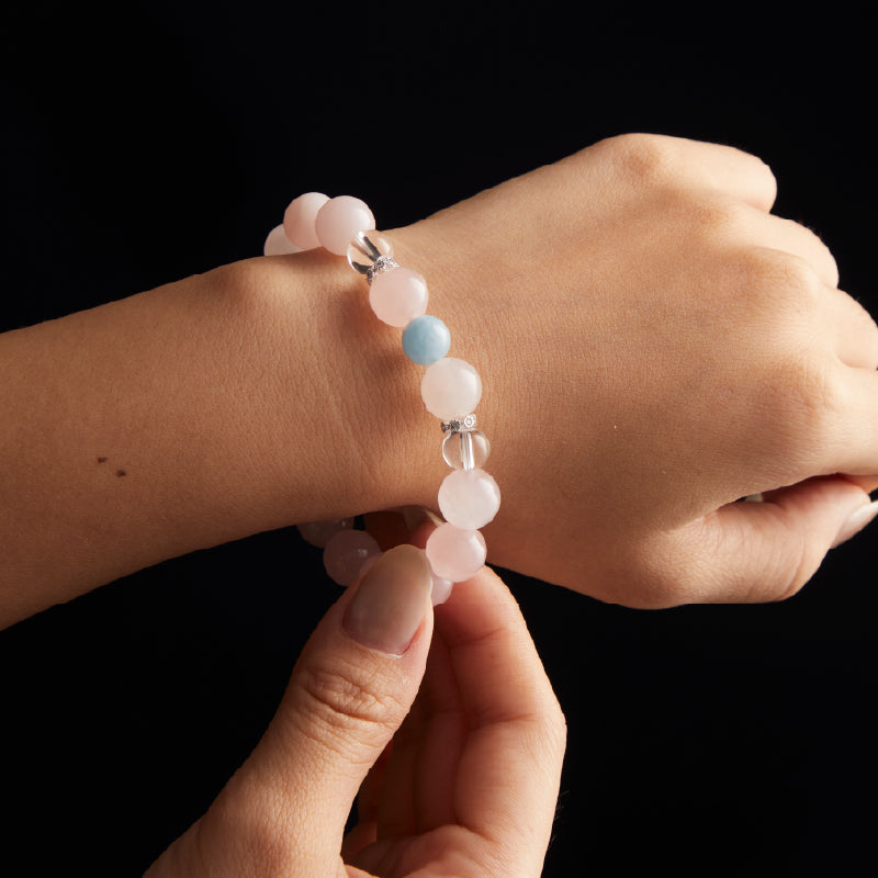 OG Crystal Emotional Oasis Bracelet | Rose Quartz & Aquamarine Crystal Bracelet for Love, Calm, Anxiety Relief & Emotional Healing – Perfect Gift for Her
