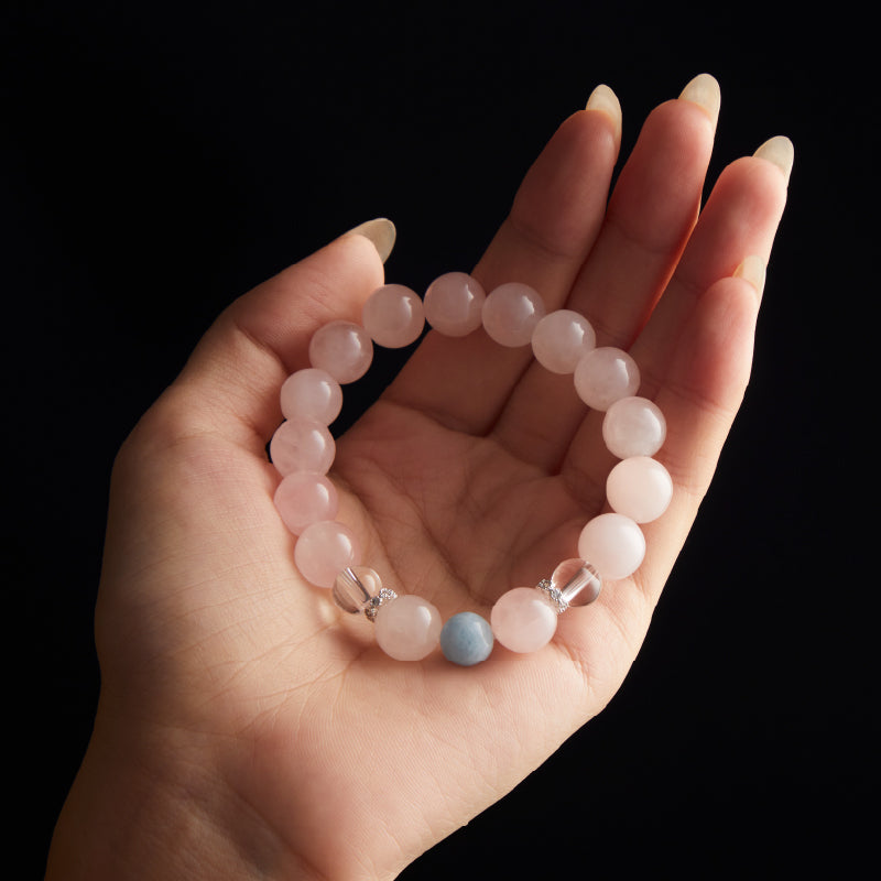 OG Crystal Emotional Oasis Bracelet | Rose Quartz & Aquamarine Crystal Bracelet for Love, Calm, Anxiety Relief & Emotional Healing – Perfect Gift for Her
