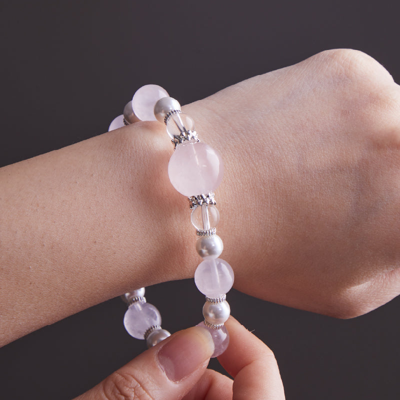 OG Crystal Rose Glow Clarity Bracelet | Certified Crystal for Love Energy & Positive Vibes – Perfect Gift for Her & Self-Love