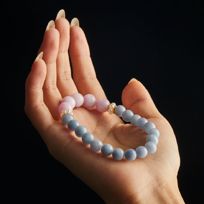 OG Crystal Tranquil Guardian Bracelet – Certified Lepidolite with Angelite Accents for Emotional Balance, Better Sleep & Anxiety Relief | Mindfulness Gift