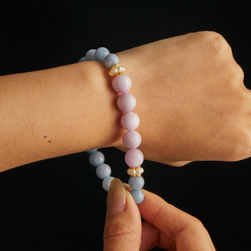 OG Crystal Tranquil Guardian Bracelet – Certified Lepidolite with Angelite Accents for Emotional Balance, Better Sleep & Anxiety Relief | Mindfulness Gift