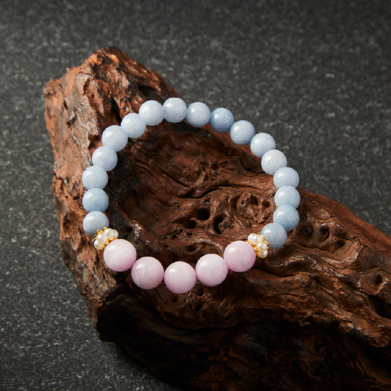 OG Crystal Tranquil Guardian Bracelet – Certified Lepidolite with Angelite Accents for Emotional Balance, Better Sleep & Anxiety Relief | Mindfulness Gift