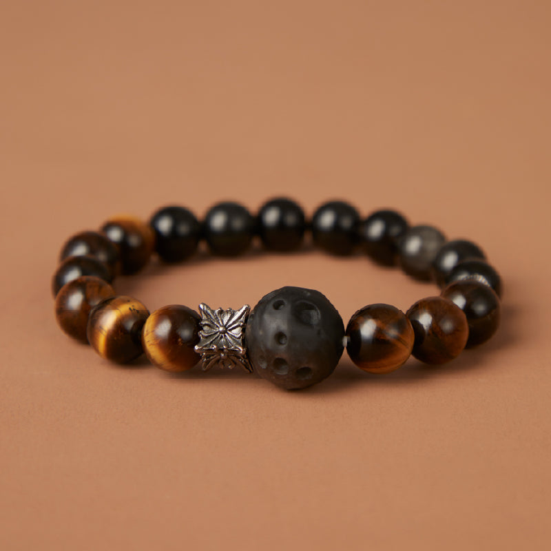 OG Crystal Emotional Armor Bracelet | Golden Tiger’s Eye & Silver Obsidian – Boost Clarity, Courage & Energy Protection | Best Gift for Him or Her