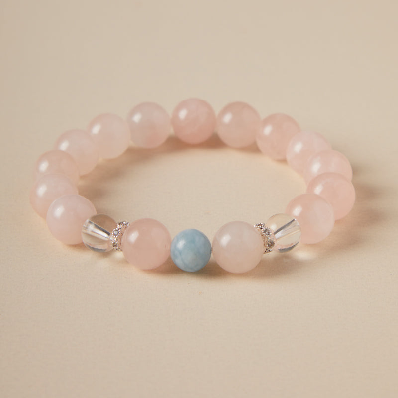 OG Crystal Emotional Oasis Bracelet | Rose Quartz & Aquamarine Crystal Bracelet for Love, Calm, Anxiety Relief & Emotional Healing – Perfect Gift for Her