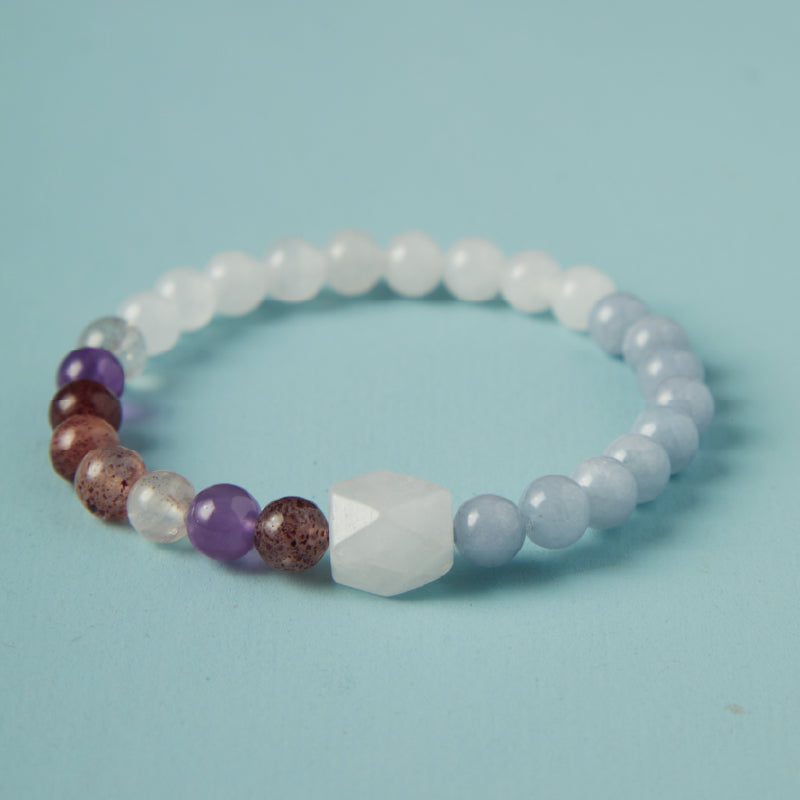OG Crystal Healing Crystal Bracelet – Angelite, Golden Jade & Strawberry Super Seven for Love, Confidence, Anxiety Relief & Positive Energy – Perfect Gift for Her