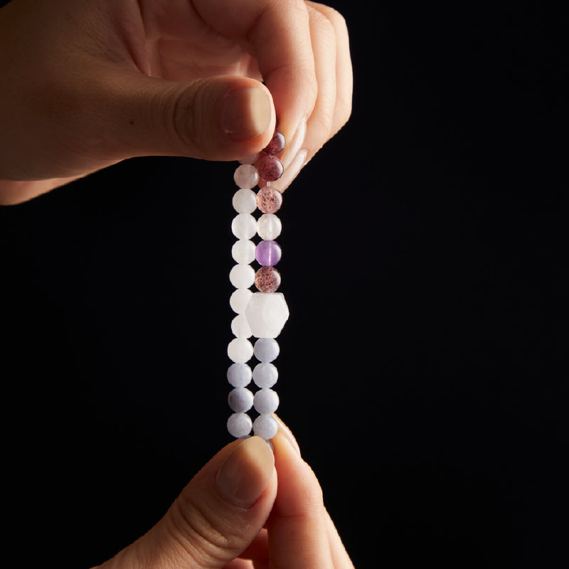 OG Crystal Healing Crystal Bracelet – Angelite, Golden Jade & Strawberry Super Seven for Love, Confidence, Anxiety Relief & Positive Energy – Perfect Gift for Her