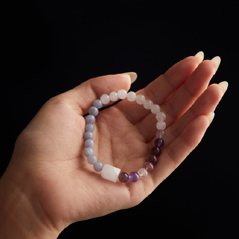OG Crystal Healing Crystal Bracelet – Angelite, Golden Jade & Strawberry Super Seven for Love, Confidence, Anxiety Relief & Positive Energy – Perfect Gift for Her