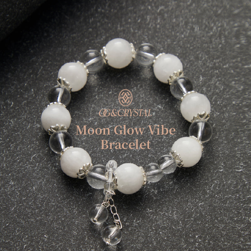 OG Crystal Moon Glow Vibe Bracelet | White Quartz + Milky Quartz for Chill Vibes, Positive Energy & Aesthetic Stacking – Perfect Gift for Her, Friends & Self-Care Days