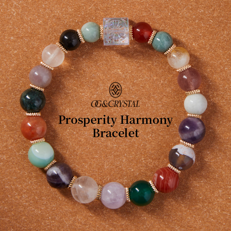 OG Crystal Prosperity Bracelet – Certified Crystal with Multi-Colored Natural Stone Accents for Wealth, Luck & Energy Balance | Ideal Gift for Her