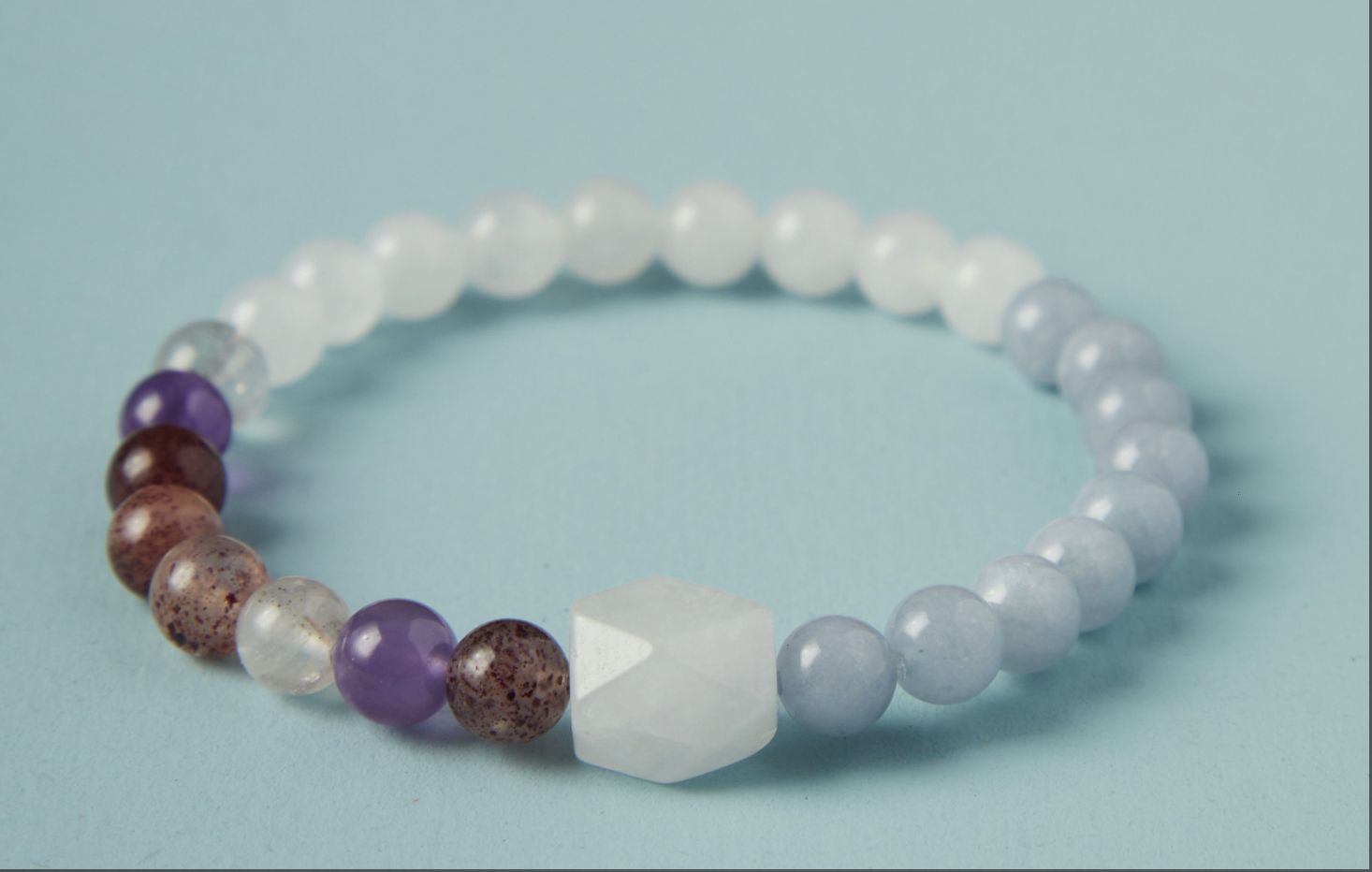 OG Crystal Healing Crystal Bracelet – Angelite, Golden Jade & Strawberry Super Seven for Love, Confidence, Anxiety Relief & Positive Energy – Perfect Gift for Her